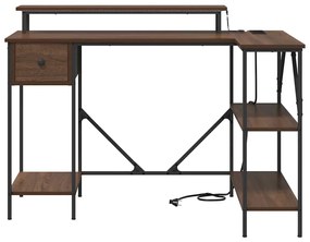 Asztal LED -es lámpákkal barna tölgy 120 x 79 x 86.5 cm Faanyag