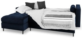 Santo kék kinyitható bársony sarokkanapé, bal oldali - Milo Casa