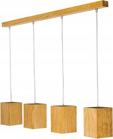 Mennyezeti Függőlámpa 4 Lámpabúra 15x10 CM Tölgy Fa Loft Led 12W GU10