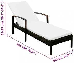 barna polyrattan napozóágy párnával