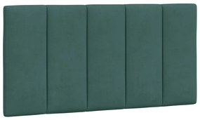 sötétzöld bársony ágykeret LED-világítással 100 x 200 cm