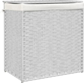 vidaXL fehér polyrattan szennyeskosár 2 rekesszel 53x33x57 cm
