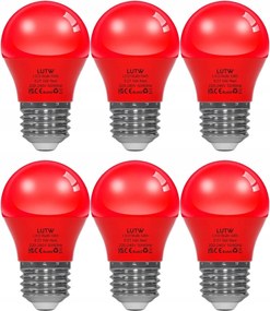 6x Led Izzó E27 G45 5W Színes Piros 450lm