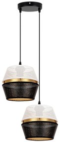 Csillár zsinóron PARIS 2xE27/60W/230V fehér/fekete/arany