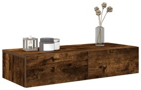 Falipolc fiókokkal füstölt tölgy 80x33x17 cm műszaki fa
