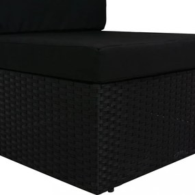 fekete polyrattan középső kanapéelem