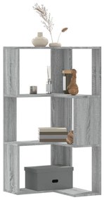 3 szintes szürke szerelt fa sarok könyvespolc 50 x 50 x 102 cm