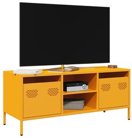 mustársárga hidegen hengerelt acél TV-szekrény 101,5x39x43,5 cm