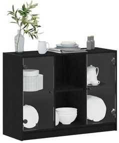 Oldalszekrény Fekete Tölgy 102x37x75,5 cm Mérnöki Fa