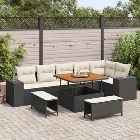 Kerti Kanapé Szett 9 pcs Fekete és Krém 100 x 100 x 71 cm