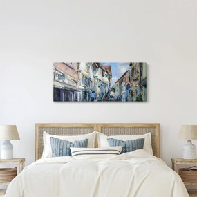 Kép - régi város sikátora, akril festmény (120x50 cm)