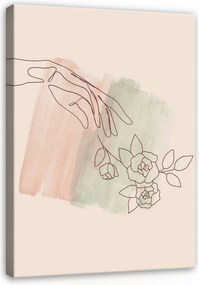 Vászonkép Fürdőszoba Konyha Line Art Finom Virágok Kéz Modern 100x70