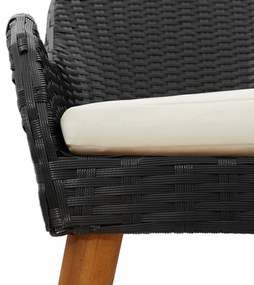 3 részes kerti étkezőkészlet fekete poli rattan