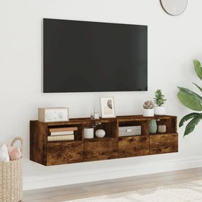 2 db füstös tölgy színű szerelt fa TV-szekrény 60 x 30 x 30 cm
