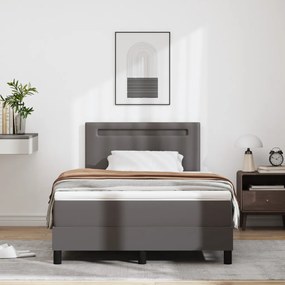 Boxspring Ágy Matraccal – Szürke Kis Dupla Műbőr
