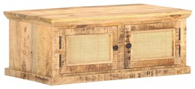 vidaXL tömör mangófa és természetes nád dohányzóasztal 90 x 50 x 35 cm