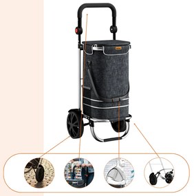 Jurhan EASY bevásárlótáska kerekekkel, 50l, fekete