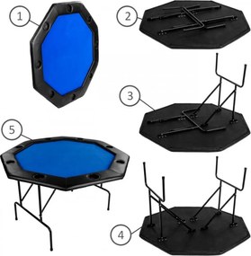 GamesPlanet® Pókerasztal MDF Kék 120 x 120 cm