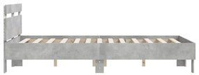 betonszürke ágykeret fejtámlával és LED-del 120x190 cm