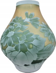 Zöld üveg váza színes virágos üveg dekorációs ajándék