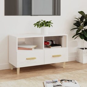 fehér magasfényű szerelt fa TV-szekrény 80x36x50 cm