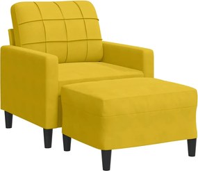 vidaXL sárga bársony kanapéfotel lábtartóval 60 cm