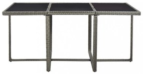 11 részes szürke polyrattan kültéri étkezőszett párnákkal