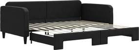 vidaXL fekete kihúzható szövet heverő 100 x 200 cm