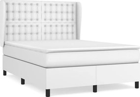 vidaXL fehér műbőr rugós ágy matraccal 140x190 cm