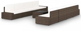 9 részes barna polyrattan kerti ülőgarnitúra párnákkal