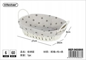Ovális tárolókosár fogantyúkkal 27x20 cm