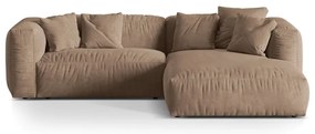 Világosbarna bársony moduláris sarokkanapé (jobb oldali-heverő résszel) Martina – Micadoni