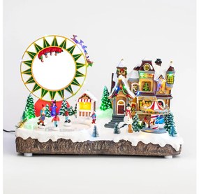 LED RGB Animált karácsonyi dekoráció zenével 30xLED/1,5W/230V havas falu