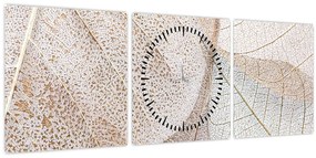 Kép - Bézs levelek (órával) (90x30 cm)