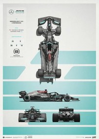 Művészeti nyomat Mercedes-AMG Petronas F1 Team - W12 - Blueprint - 2021