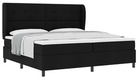 Boxspring Ágy Matraccal Fekete 200x200 cm Textil