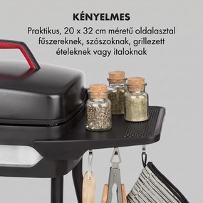 Klarstein Gatsby, elektromos grill, 2000 W, tapadásmentes felület, oldalsó asztalok, fekete