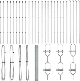 vidaXL Kerítésoszlop Ezüst 50 x 1,6 m (13 mm háló) Acél