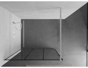 Mexen Kioto, Walk-In zuhany paraván 100 x 200 cm, 8mm üveg tiszta / fekete mintás, fehér profil, 800-100-101-20-77