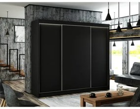 Bergo Gardróbszekrény (250 cm) Fekete / matt