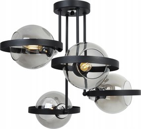 Mennyezeti Lámpa Lógó Csillár Üveg Gömbök Grafit Gyűrű Fekete Loft
