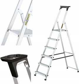 Háztartási alumínium létra egyoldalas 6 lépcsős Drabest Polc