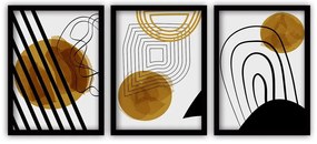Abstract Lines 3 db-os kép készlet fekete keretben, 35 x 45 cm - Vavien Artwork