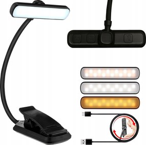 LED-es flexibilis éjszakai könyvolvasó lámpa Usb vezeték nélküli klippel