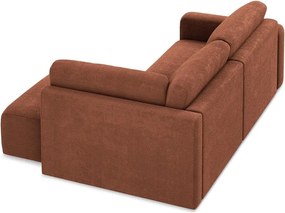Terrakotta színű zsenília kinyitható-tárolóhelyes sarokkanapé (jobb oldali-L alakú) Kona – Makamii