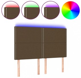 sötétbarna szövet LED-es fejtámla 144x5x118/128 cm