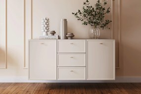 Lorini fali komód 150 cm - kasmír / arany T-bar fogantyúk