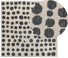 Fekete és bézs gyapjúszőnyeg 200 x 200 cm HAVRAN Beliani