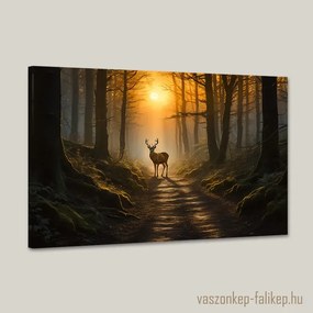 Szarvasbika a napnyugtában – Prémium vászonkép természetkedvelőknek 60x40 cm