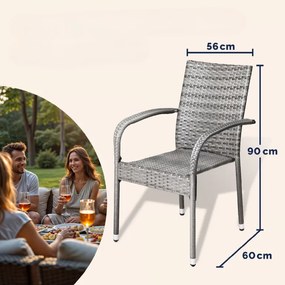 Deuba Comfort rattan székek 4 db - szürke